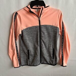 H&M kids Peach Pink and Heather Gray Hooded Zip Jacket. Size 10/12 INV25/448